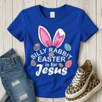 Silly Rabbit Easter is For Jesus Easter Eggs Bunny Ears Womens T-Shirt