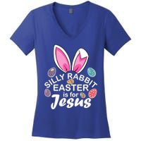 Silly Rabbit Easter is For Jesus Easter Eggs Bunny Ears Women's V-Neck T-Shirt