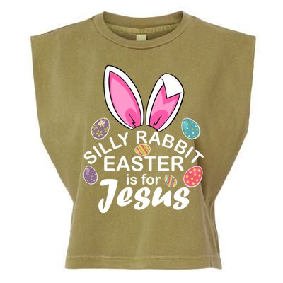 Silly Rabbit Easter is For Jesus Easter Eggs Bunny Ears Garment-Dyed Women's Muscle Tee