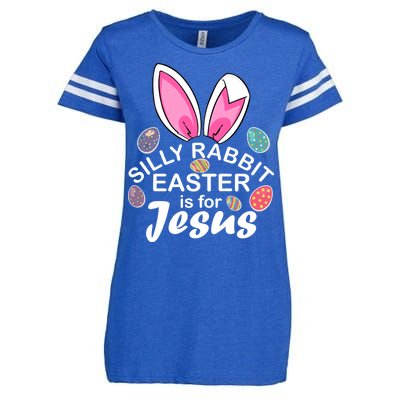 Silly Rabbit Easter is For Jesus Easter Eggs Bunny Ears Enza Ladies Jersey Football T-Shirt