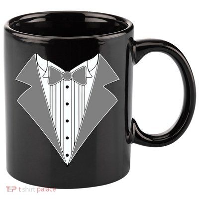 Silver Tuxedo Wedding Tux 11oz C Handle Ceramic Mug