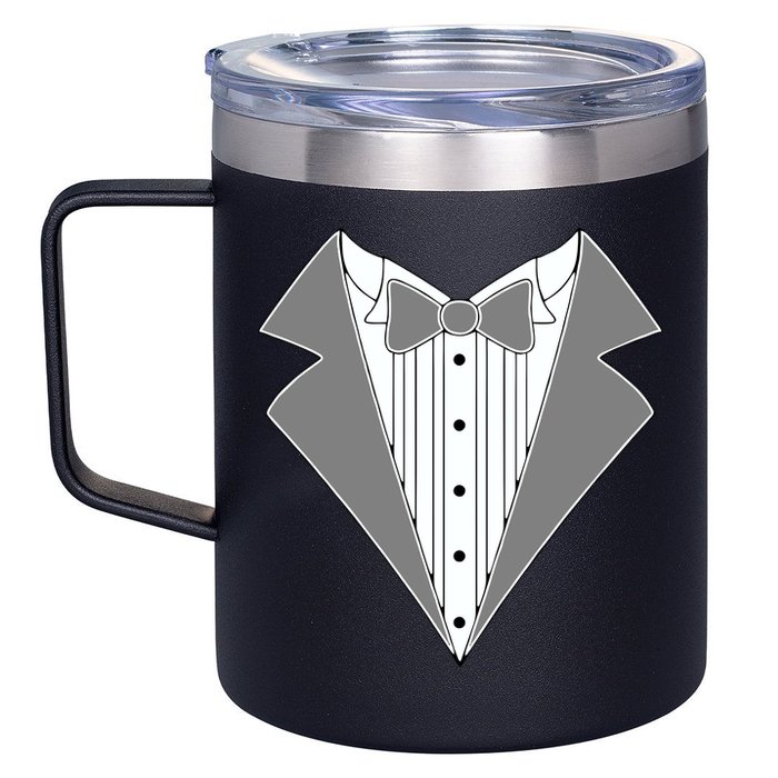 Silver Tuxedo Wedding Tux 12oz Stainless Steel Coffee Mug