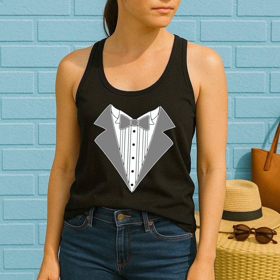 Silver Tuxedo Wedding Tux Womens Tank Top
