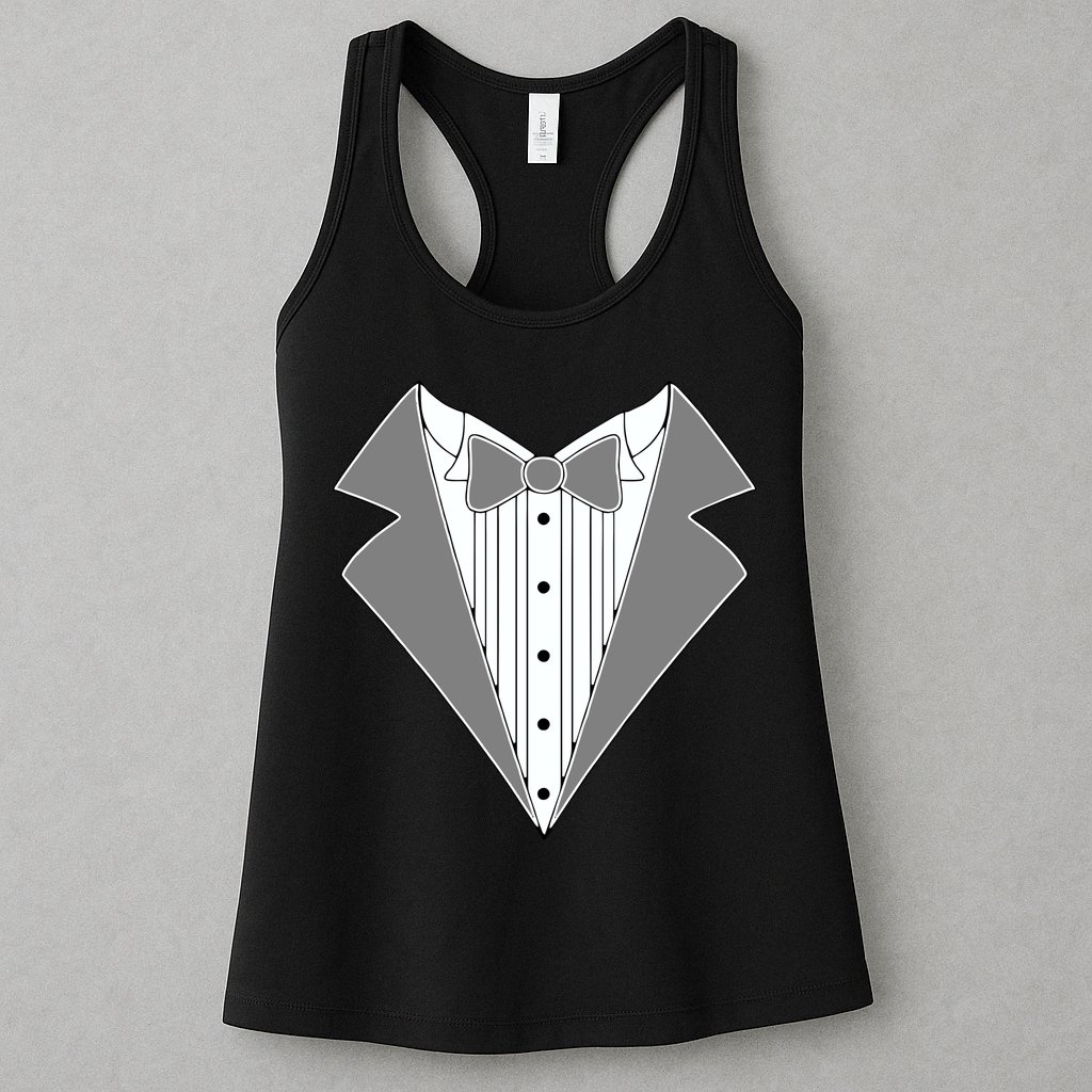 Silver Tuxedo Wedding Tux Womens Tank Top