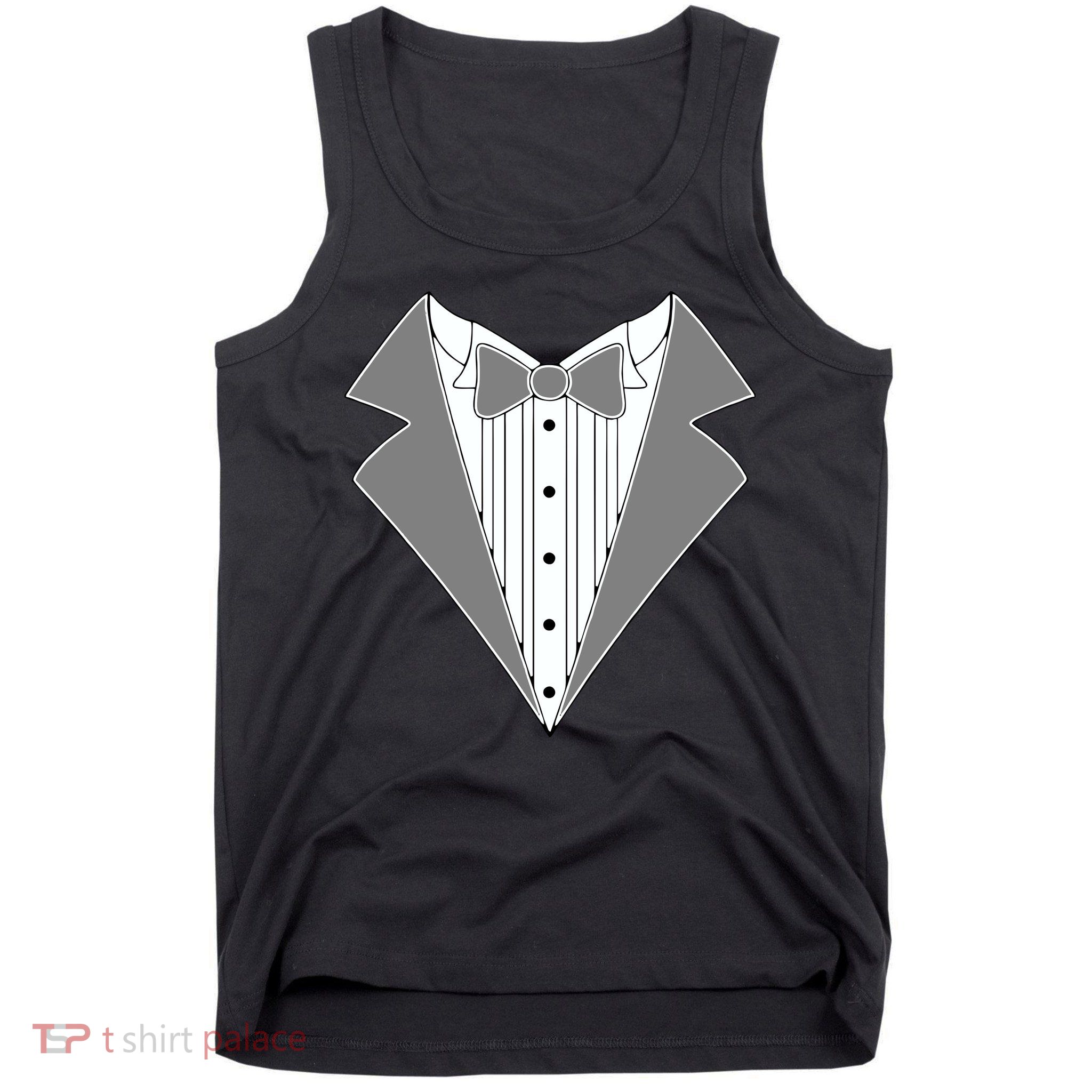 Silver Tuxedo Wedding Tux Tank Top