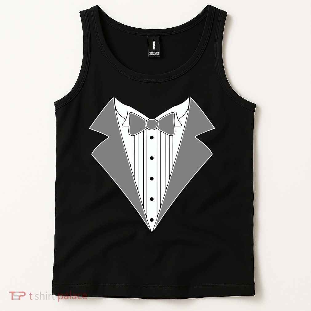 Silver Tuxedo Wedding Tux Tank Top
