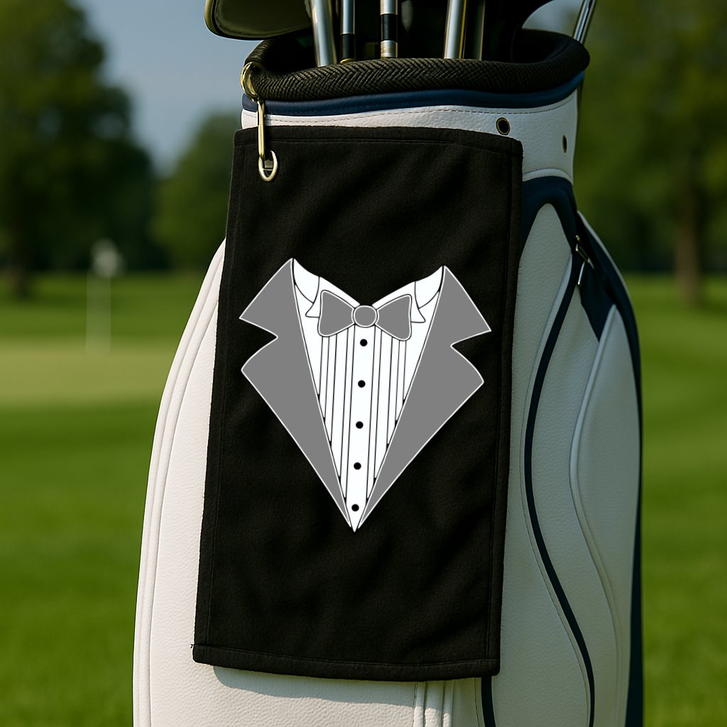 Silver Tuxedo Wedding Tux Golf Towel