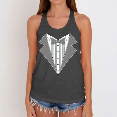 Silver Tuxedo Wedding Tux Women's Knotted Racerback Tank