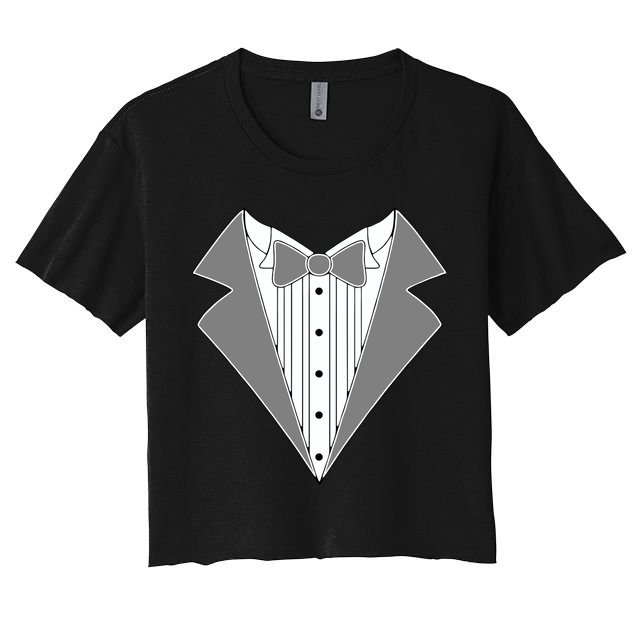 Silver Tuxedo Wedding Tux Crop Top