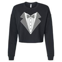 Silver Tuxedo Wedding Tux Cropped Pullover Crew