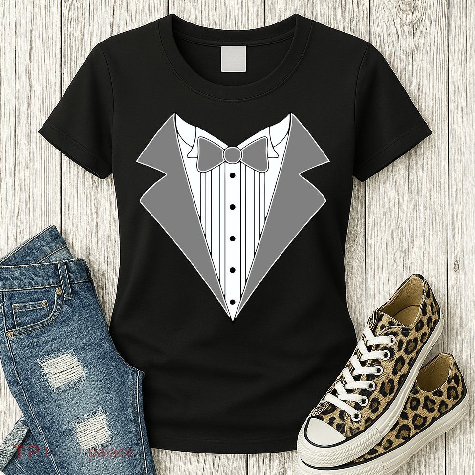 Silver Tuxedo Wedding Tux Womens T-Shirt