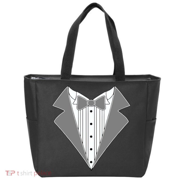 Silver Tuxedo Wedding Tux Zip Tote Bag