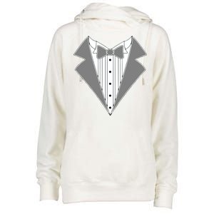 Silver Tuxedo Wedding Tux Womens Funnel Neck Pullover Hood