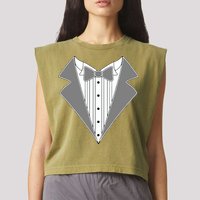 Silver Tuxedo Wedding Tux Garment-Dyed Women's Muscle Tee