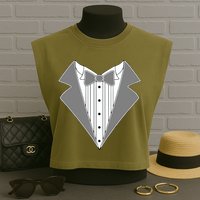 Silver Tuxedo Wedding Tux Garment-Dyed Women's Muscle Tee