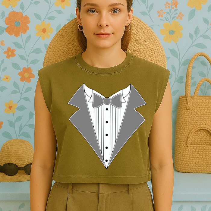 Silver Tuxedo Wedding Tux Garment-Dyed Women's Muscle Tee
