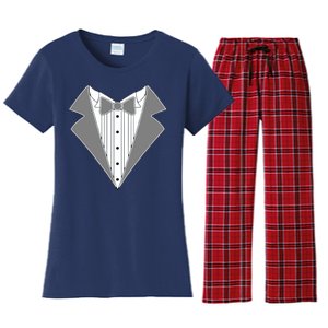 Silver Tuxedo Wedding Tux Women's Flannel Pajama Set