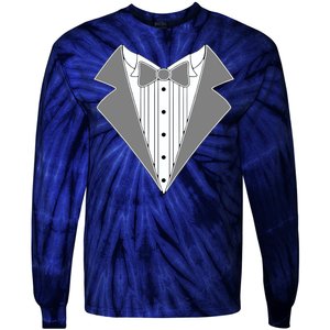 Silver Tuxedo Wedding Tux Tie-Dye Long Sleeve Shirt