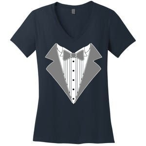 Silver Tuxedo Wedding Tux Women's V-Neck T-Shirt