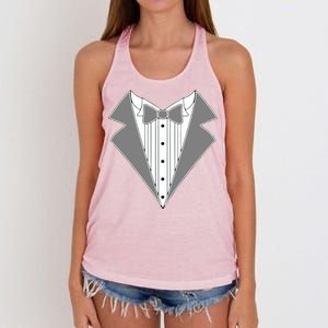 Silver Tuxedo Wedding Tux Women's Knotted Racerback Tank