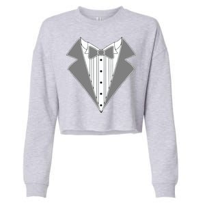 Silver Tuxedo Wedding Tux Cropped Pullover Crew