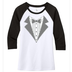 Silver Tuxedo Wedding Tux Women's Tri-Blend 3/4-Sleeve Raglan Shirt