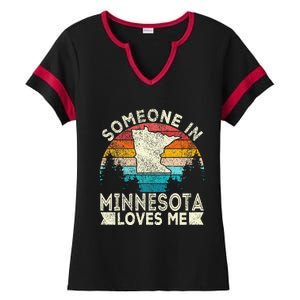 Someone In Minnesota Loves Me Retro Minnesota Ladies Halftime Notch Neck Tee