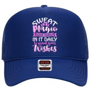 Sweat Is Magic Loves Yoga Practice Yogi Quote Namaste Zen Gift High Crown Mesh Back Trucker Hat