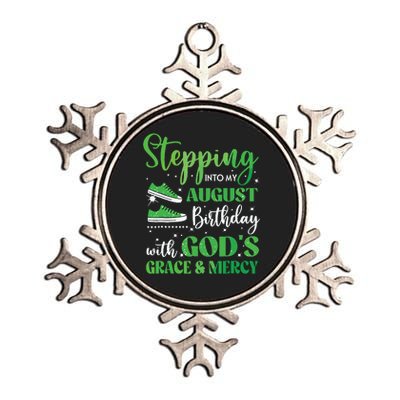 Stepping Into My August Birthday Grace And Mercy Metallic Star Ornament