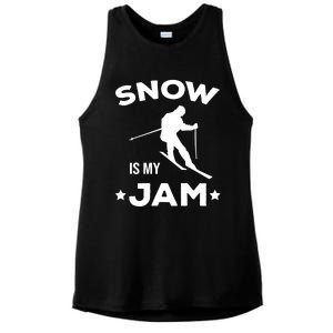 Snow Is My Jam Skiing Lover Sports Ski Instructor Skier Funny Gift Ladies PosiCharge Tri-Blend Wicking Tank