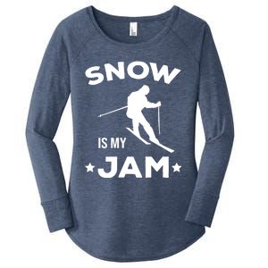 Snow Is My Jam Skiing Lover Sports Ski Instructor Skier Funny Gift Women's Perfect Tri Tunic Long Sleeve Shirt