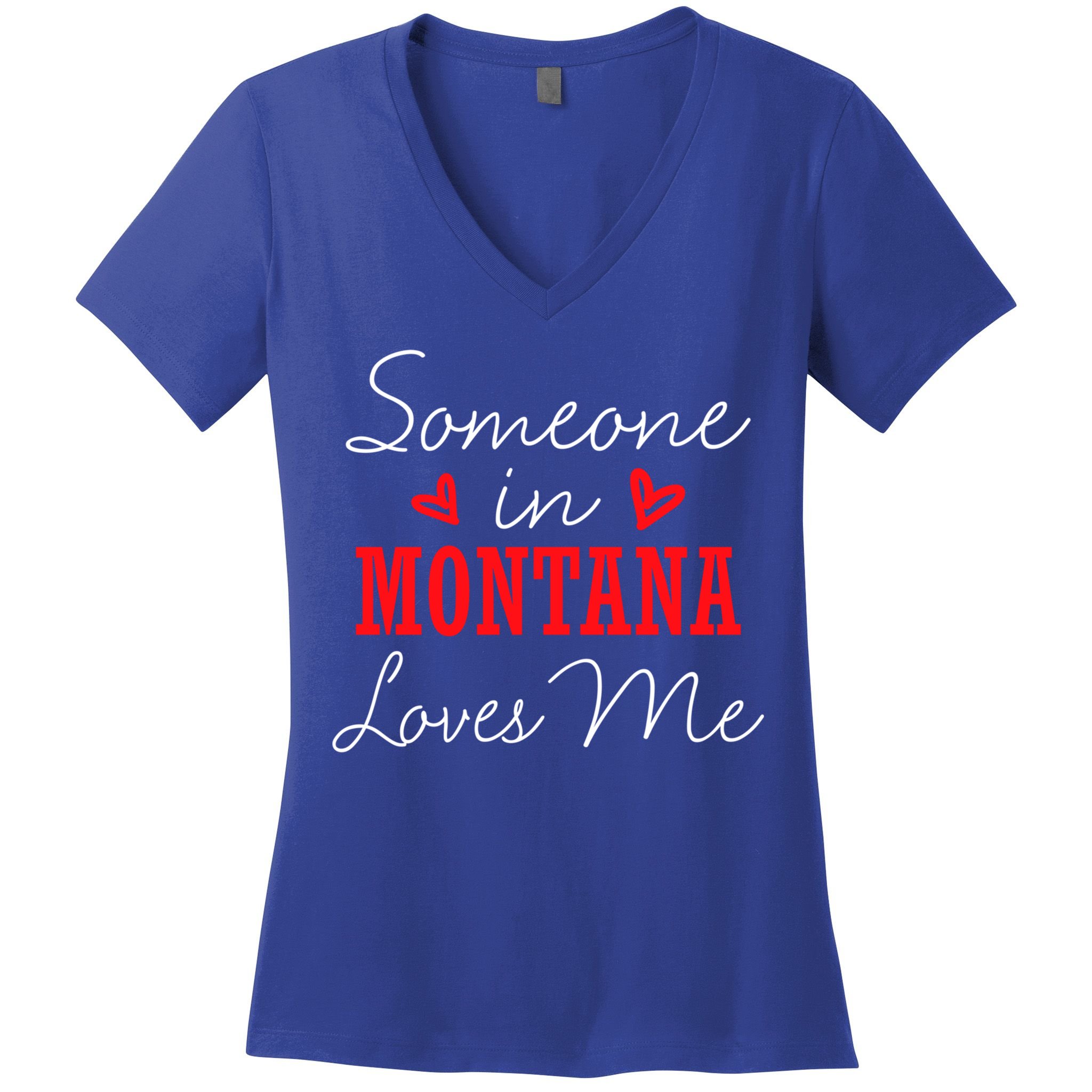 Someone In Montana Loves Me Relationship Couple Helena Funny Gift Women's V-Neck T-Shirt