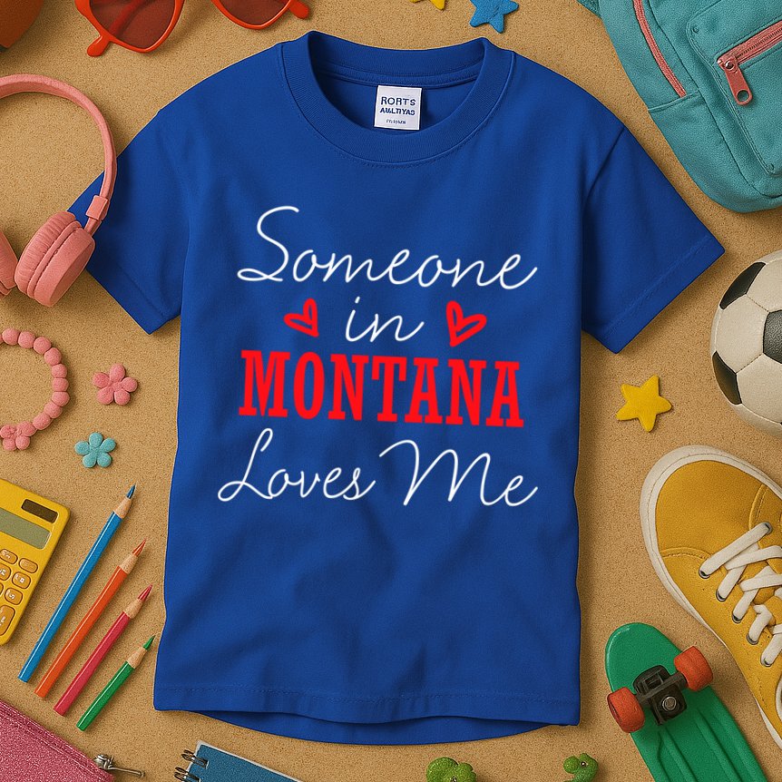 Someone In Montana Loves Me Relationship Couple Helena Funny Gift Kids T-Shirt