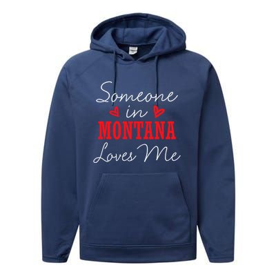 Someone In Montana Loves Me Relationship Couple Helena Funny Gift Performance Fleece Hoodie