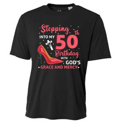 Stepping Into My 75th Birthday With Gods Grace & Mercy Cooling Performance Crew T-Shirt