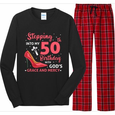 Stepping Into My 75th Birthday With Gods Grace & Mercy Long Sleeve Pajama Set