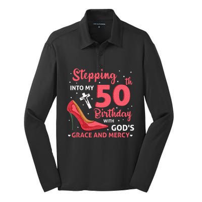 Stepping Into My 75th Birthday With Gods Grace & Mercy Silk Touch Performance Long Sleeve Polo