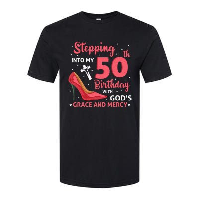 Stepping Into My 75th Birthday With Gods Grace & Mercy Softstyle CVC T-Shirt