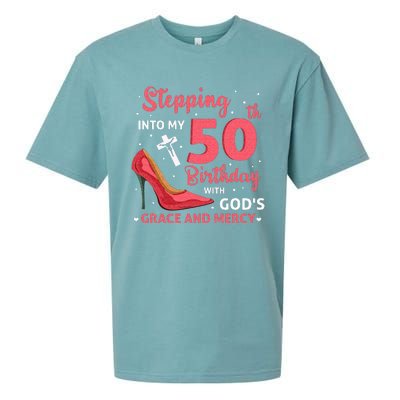 Stepping Into My 75th Birthday With Gods Grace & Mercy Sueded Cloud Jersey T-Shirt