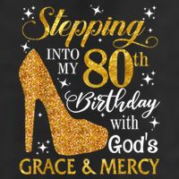 Stepping Into My 80th Birthday With God's Grace And Mercy 7 Panel Mesh Trucker Snapback Hat