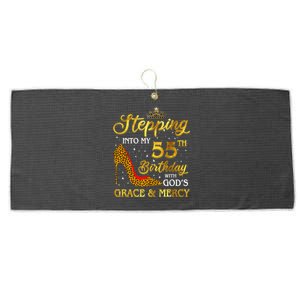 Stepping Into My 55th Birthday Present Gift Girl Wo 55 Year Old Large Microfiber Waffle Golf Towel