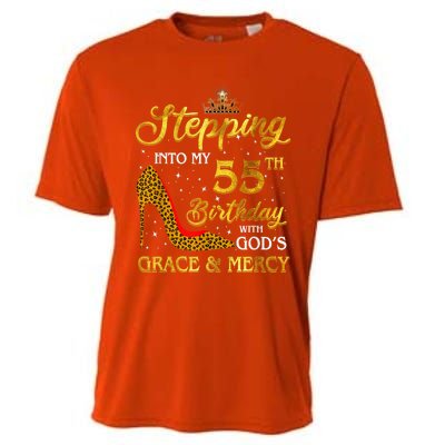 Stepping Into My 55th Birthday Present Gift Girl Wo 55 Year Old Cooling Performance Crew T-Shirt