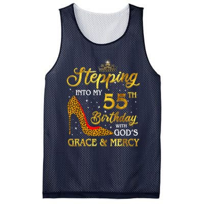 Stepping Into My 55th Birthday Present Gift Girl Wo 55 Year Old Mesh Reversible Basketball Jersey Tank