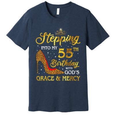 Stepping Into My 55th Birthday Present Gift Girl Wo 55 Year Old Premium T-Shirt