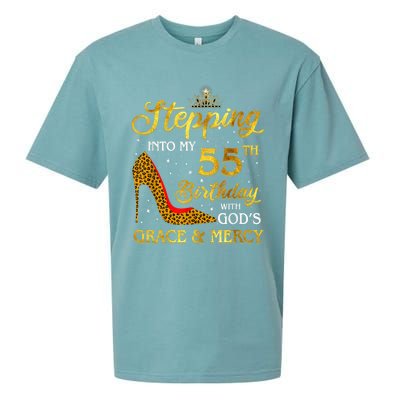 Stepping Into My 55th Birthday Present Gift Girl Wo 55 Year Old Sueded Cloud Jersey T-Shirt