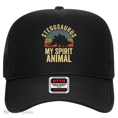 Stegosaurus Is My Spirit Animal Dinosaur Lovers Gift High Crown Mesh Back Trucker Hat