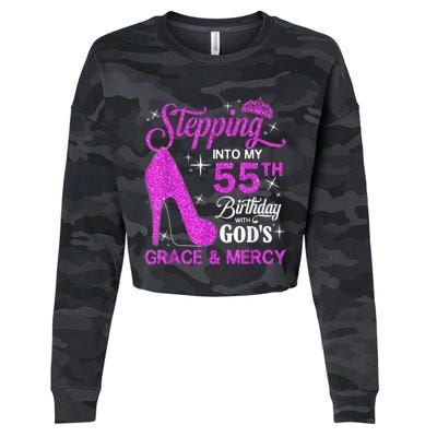 Stepping Into My 55th Birthday With God's Grace And Mercy Cropped Pullover Crew