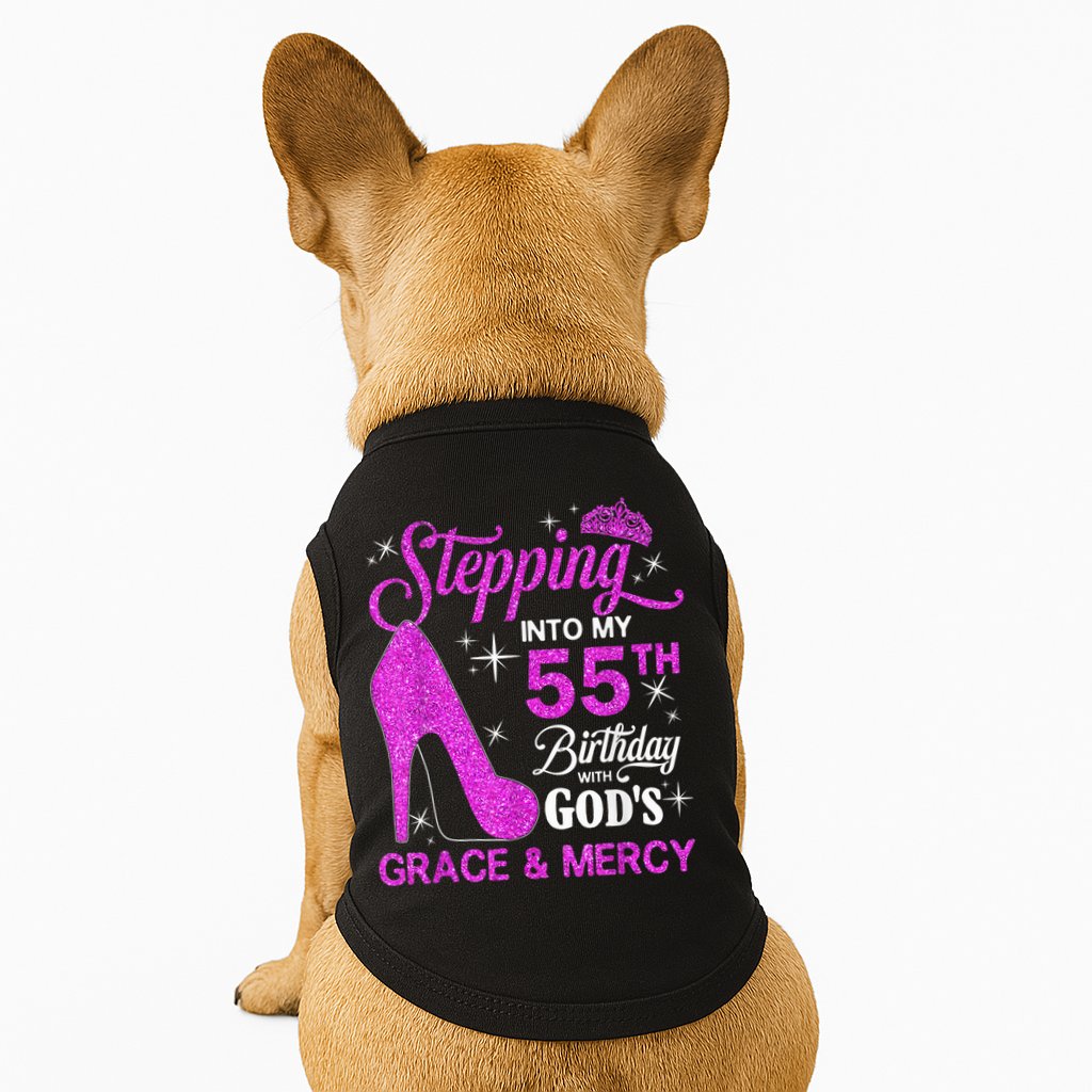 Stepping Into My 55th Birthday With God's Grace And Mercy Doggie Tank
