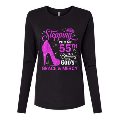 Stepping Into My 55th Birthday With God's Grace And Mercy Womens Cotton Relaxed Long Sleeve T-Shirt