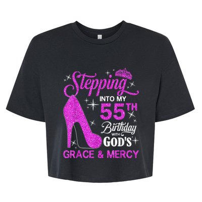 Stepping Into My 55th Birthday With God's Grace And Mercy Bella+Canvas Jersey Crop Tee